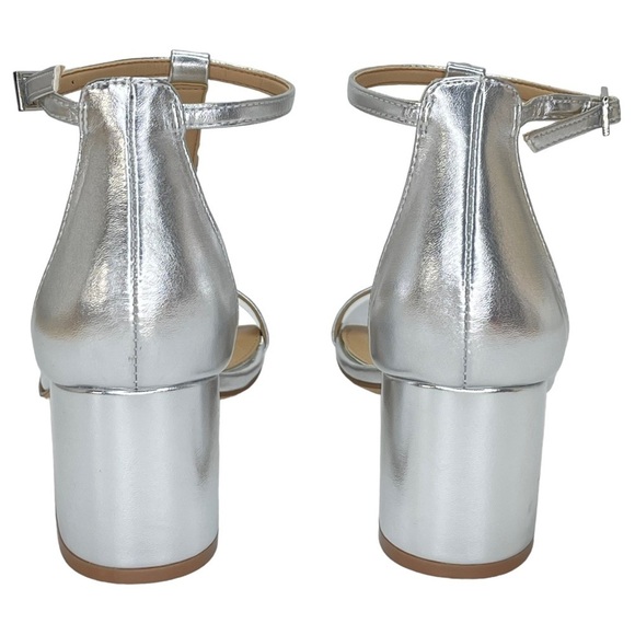 Jewel Badgley Mischka Lindsey Silver Faux Leather Rhinestone T-as tap Heels 7M - Picture 7 of 14